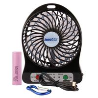 innobay Personal Fan USB/Rechargeable Battery Operated with LED Light, Quiet (4-inch, Black)