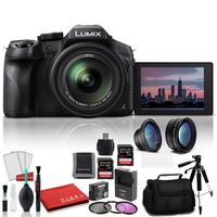 Panasonic Lumix DMCFZ300 Point and Shoot Digital Camera DMC-FZ300K - Bundle Kit with Extra Battery + 2-32GB SDHC Memory Cards + Digital Slave Flash + More