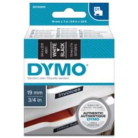 Dymo D1 Standard Labelling Tape 19mm x 7m - White on Black