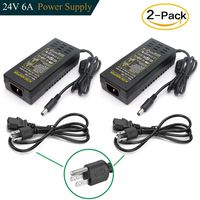 DC 24V 6A Power Supply Adapter, Superpower AC 100-240V to DC 24V Transformers, Wall Plug Switch 5.5mm x 2.1mm DC Plug Power Supply for 24V LED Strip Lights (Pack of 2)