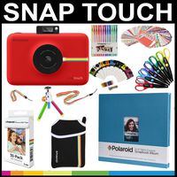 Polaroid Snap Touch Instant Camera Gift Bundle + Zink Paper (30 Sheets) + 8x8 Cloth Scrapbook + Pouch + 6 Edged Scissors + 100 Sticker Border Frames + Gel Pens + Hanging Frames + Accessories