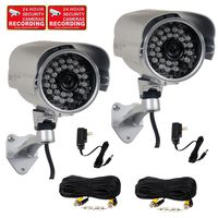 VideoSecu 2 x CCTV IR Infrared Home Outdoor Bullet Security Cameras Built-in Sony Effio CCD 700TVL Day Night 3.6mm Wide Angle with Power Supplies and Extension Cables CLP