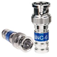 20 Piece PCT BNC 6 BI Thru Quad Shield RG6 COAXIAL Cable Compression Connector Blue Standard Commercial Grade Nickel Plated All Brass Non Corrosive for Audio Video CCTV Security Camera Applications