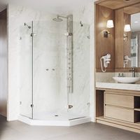 VIGO Gemini 47.625 x 47.625-in. Frameless Neo-Angle Shower Enclosure with .375-in. Clear Glass and Brushed Nickel Hardware (Low-Profile Shower Base Included)