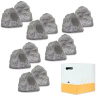 Theater Solutions 12R4G Outdoor Granite Rock 12 Speaker Set with Wire for Deck Pool Spa Patio Garden