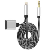 Aux Cable for iPhone with Charger, 2-in-1 Car Stereo Audio Cord for iPhone Compatible with IPH 11/11Pro/X/XS/XS MAX/8/8P/7/7P,Phone to 3.5Male Cable Support iOS 10/11/12/13 and Above(Silver)