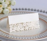 Cozy Villa 25 Pack Name Cards 3.5'' x 3.5'' Ivory Small Tent Cards with Laser Cut Border for Wedding Reception