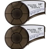 M21-500-499-TB Cartridge with Ribbon, High Adhesion Nylon Label Tape, Black on White Nylon Cloth Film Compatible with BMP21-PLUS/ID PAL BMP21-LAB/LABPAL Portable Label Printer-16' Length 0.5" Width