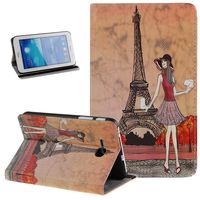Galaxy Tab 3 Lite 7.0 Case, NSSTAR Eiffel Tower Pattern PU Leather Flip Protective Case Cover with Stand for Samsung Galaxy Tab 3 Lite 7.0 T110 T111 7 Inch Tablet (Eiffel Tower Girl)