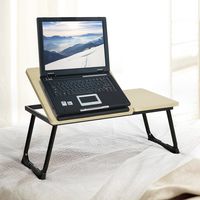 Breakfast Laptop Tray, HOUSEINBOX.COM Foldable Bed Desk Sofa Couch Table Notebook Stand Reading Holder Wood Top (Beech Black)