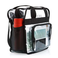 Haoguagua Clear Stadium Bag Clear Crossbody Tote Bag NFL & PGA Stadium Approved 12 x 12 x 6, with Extra Long Adjustable Shoulder Strap and Handles (Black)