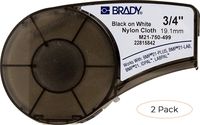 Brady High Adhesion Cloth Label Tape (M21-750-499) - Black On White Nylon - Compatible with BMP21-PLUS, ID PAL, and LABPAL Printers - 16' Length, 0.75" Width (Pack 2)