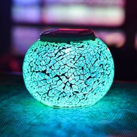 Color Changing Solar Powered Glass Ball Garden Lights, Aukora Solar Table Lights Waterproof Solar Led Night Light for Patio Garden Halloween Christmas Outdoor Decoration, Ideal Gift(Crack Glass)