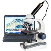 AmScope M150C-E Digital Compound Monocular Microscope, WF10x and WF25x Eyepieces, 40x-1000x Magnification, LED Illumination, Brightfield, Single-Lens Condenser + 0.3MP Camera