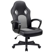Furmax Office Chair Desk Leather Gaming Chair, High Back Ergonomic Adjustable Racing Chair,Task Swivel Executive Computer Chair Headrest and Lumbar Support (Grey)