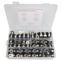 Cable Clamp 55 Pieces 304 Stainless Steel Rubber Cushion Pipe Clamps Assortment with 5 Size 1/4'' 5/16'' 3/8'' 1/2'' 5/8'' Metal Cable Clamp Kit