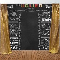Allenjoy 8x8ft Ugly Sweater Party Backdrop Winter Merry Xmas Photography Supplies Tacky Chalkboard New Year Decorations Kids Birthday Holiday Festival Cake Smash Props Favors Baby Shower Background