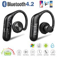 Purpplex Energetic StylishWaterproof True Wireless Sport Earbuds Headset Bluetooth HiFi Stereo Hands Free Headphone - Black