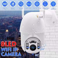 8 LED 1080P Waterproof Wireless Camera Outdoor IP Camera Wireless Camera WiFi Pan/Tilt Night Vision with 16G Memory Installed