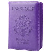 GDTK Leather Passport Holder Cover Case RFID Blocking Travel Wallet (Purple)