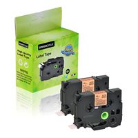 GREENCYCLE Replacement Label Tape Compatible for Brother Tze-B41 TzB41 Tz-B41 Black on Fluorescent Orange 18mm Label Maker Pack of 2