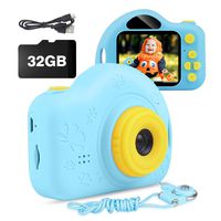 Kids Camera, AIMASON Digital Video Camera Gift for Age 3 4 5 6 7 8 9 10 Year Old Boys, Mini Rechargeable and Shockproof Camera Creative DIY Camcorder for Little Boy with 32GB SD Card (Blue)