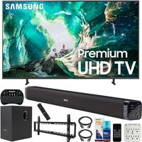 Samsung UN82RU8000 82-inch RU8000 LED Smart 4K UHD TV (2019) Bundle with Deco Gear Soundbar with Subwoofer, Wall Mount Kit, Deco Gear Wireless Keyboard, Cleaning Kit and 6-Outlet Surge Adapter