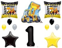 1st BIRTHDAY CONSTRUCTION Balloons Decoration Supplies Party Boy Dump Truck Bulldozer First