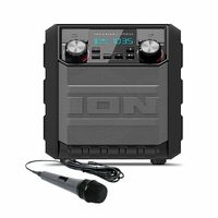 ION Audio Tailgater Express | Compact Water-Resistant Wireless Speaker System with AM/FM Radio & USB Charge Port with Dynamic Microphone with 10 Ft. Cord