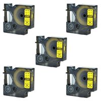 SuperInk 5PK Replacement Industrial Rhino Heat Shrink Tubes Compatible for Dymo 18054 Black on Yellow Cable Label Tape (9mmx1.5m,3/8''x5ft) use in DYMO Rhino 1000 3000 4200 5000 5200 6000 Label Maker