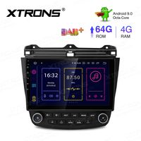 XTRONS 10.1 Inch Android 9.0 Car Stereo Radio Player Octa Core 4G RAM 64G ROM GPS Navigation Multi-Touch Screen Head Unit Supports Screen Mirroring WiFi OBD2 DVR TPMS for Honda Accord (no-DVD Player)