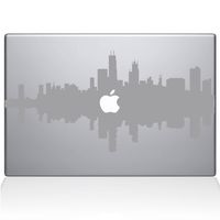 The Decal Guru Chicago City Skyline Decal Vinyl Sticker, 13" MacBook Pro (2015 & Older Models), Silver (2327-MAC-13P-S)