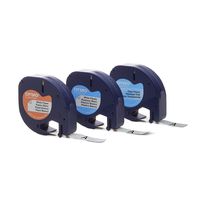 DYMO LetraTag Labeling Tape for LetraTag Label Makers, Black Print on White Paper, White Plastic and Clear Plastic Tapes, 1/3'' W x 13' L, 3 Rolls (12331)