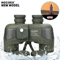 NOCOEX 10x50 Marine Binoculars for Adults 50mm Large Object Lens Military Binoculars Professional Waterproof with Rangefinder Compass BAK4 Prism FMC Lens Fogproof for Navigation Boating Fishing Water