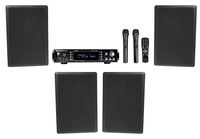 Rockville 1000W Bluetooth Receiver+(4) Wall Speakers+Mics 4 Restaurant/Bar/Cafe