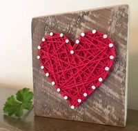 Sweet & small red string art heart sign. Unique gifts for Valentine's Day, anniversaries, housewarming, teachers, congratulations & just because. By Nail it Art.