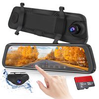 Mirror Dash Cam 9.88 inch Full Touch Screen Car Backup Camera Dual Recording HD Front 1080P 170° Wide Angle 1080P Rear View Camera 150° URVOLAX Night Vision,24-Hour Parking,GPS, SD Card