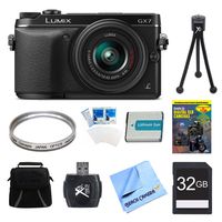 Panasonic LUMIX DMC-GX7 (Black) Camera with 14-42 II Lens 32GB Memory Card, Compact Bag, Battery, Card Reader, Mini Tripod + More