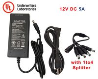 EVERTECH UL Certified 12V DC 5A Amper 5000 mA Power Adapter with 1 Male to 4 Female Splitter Cable for CCTV Surveillance Cameras