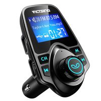 VicTsing Bluetooth FM Transmitter for Car, Wireless Bluetooth Radio Transmitter Adapter with Hand-Free Calling and 1.44" LCD Display, Music Player Support TF Card USB Flash Drive AUX-Black
