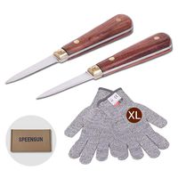 Oyster Shucking Knife,Oyster Knife,SPEENSUN oyster knife shucker Not Easy To Break And Bend,More Secure With Oyster Shucking Knife Glove (2 Knife And 1Glove XL),oyster shucking set