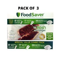 FoodSaver B005SIQKR6 Special Value Vacuum Seal Combo Pack 1-8" 4-11" Rolls 36 Pre-Cut Bags, 1Pack, Clear (Set of 3)