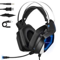 Gaming Headset for Xbox One, PC, PS4, Mbuynow Over-Ear Stereo Gaming Headphones with Noise Cancelling Mic, Surround Sound, Volume Control, LED Lights for Laptop Mac Nintendo Switch Games