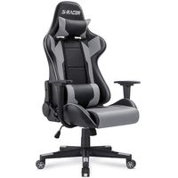 Homall Gaming Chair Office Chair High Back Computer Chair PU Leather Desk Chair PC Racing Executive Ergonomic Adjustable Swivel Task Chair with Headrest and Lumbar Support (Gray)