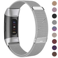 HAPAW Bands Compatible with Fitbit Charge 3, Women Men Metal Stainless Steel Replacement Accessories Straps Bracelet Compatible with Fitbit Charge 3 SE Fitness Tracker Small Large
