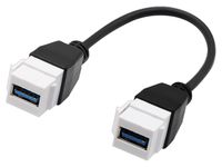 zdyCGTime USB 3.0 Keystone Jack Inserts Cable, USB 3.0 A to USB A 3.0 Adapters Female to Female Connector Extension Cable for Wall Plate Outlet Panel White(22CM/9inch) (USB 3.0 F/F)