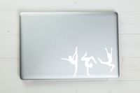 Three Gymnist Poses Vinyl Sticker Decal 7.5"x4" (White)