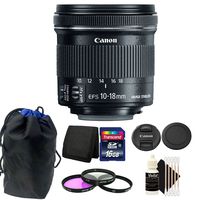 Canon EF-S 10-18mm f/4.5-5.6 is STM Lens + 67mm Filter Kit + 16GB Memory Card + Wallet + Pouch + 3pc Cleaning Kit