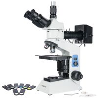 AmScope ME580T-PZ 50X-500X Trinocular Polarized-Light Metallurgical Microscope