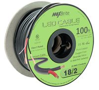 100 ft. 18AWG Low Voltage LED Cable 2 Conductor Black Sleeve in-Wall Speaker Wire UL/cUL Class 2